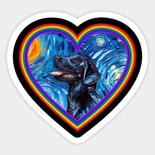 Black Labrador in a Rainbow Heart Sticker